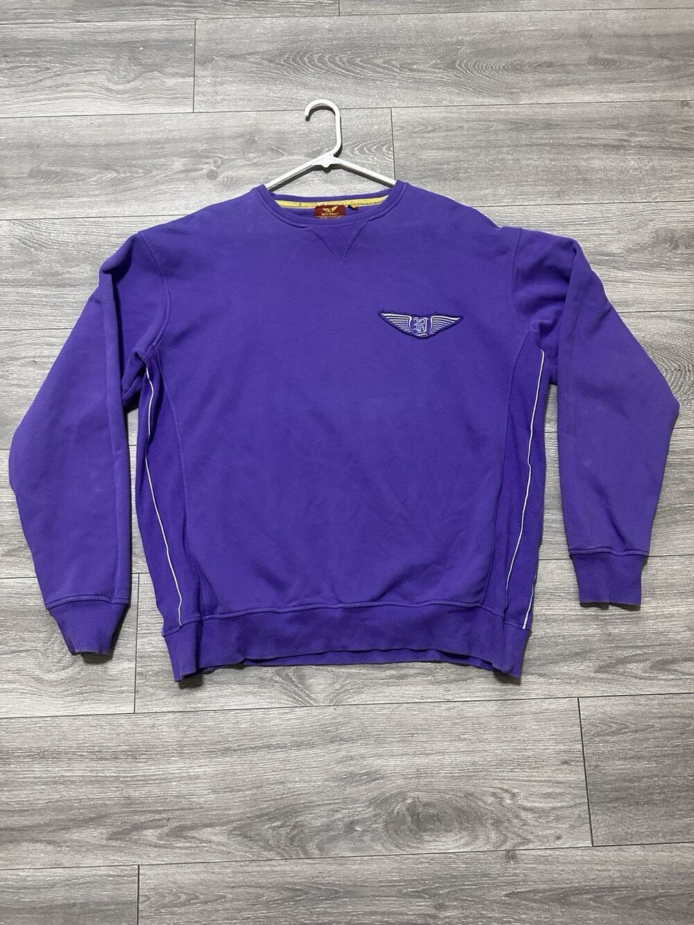 Rich Yung Sweatshirt Mens 2XL Purple Heavy Cotton Logo Long Sleeve Pullover Crew